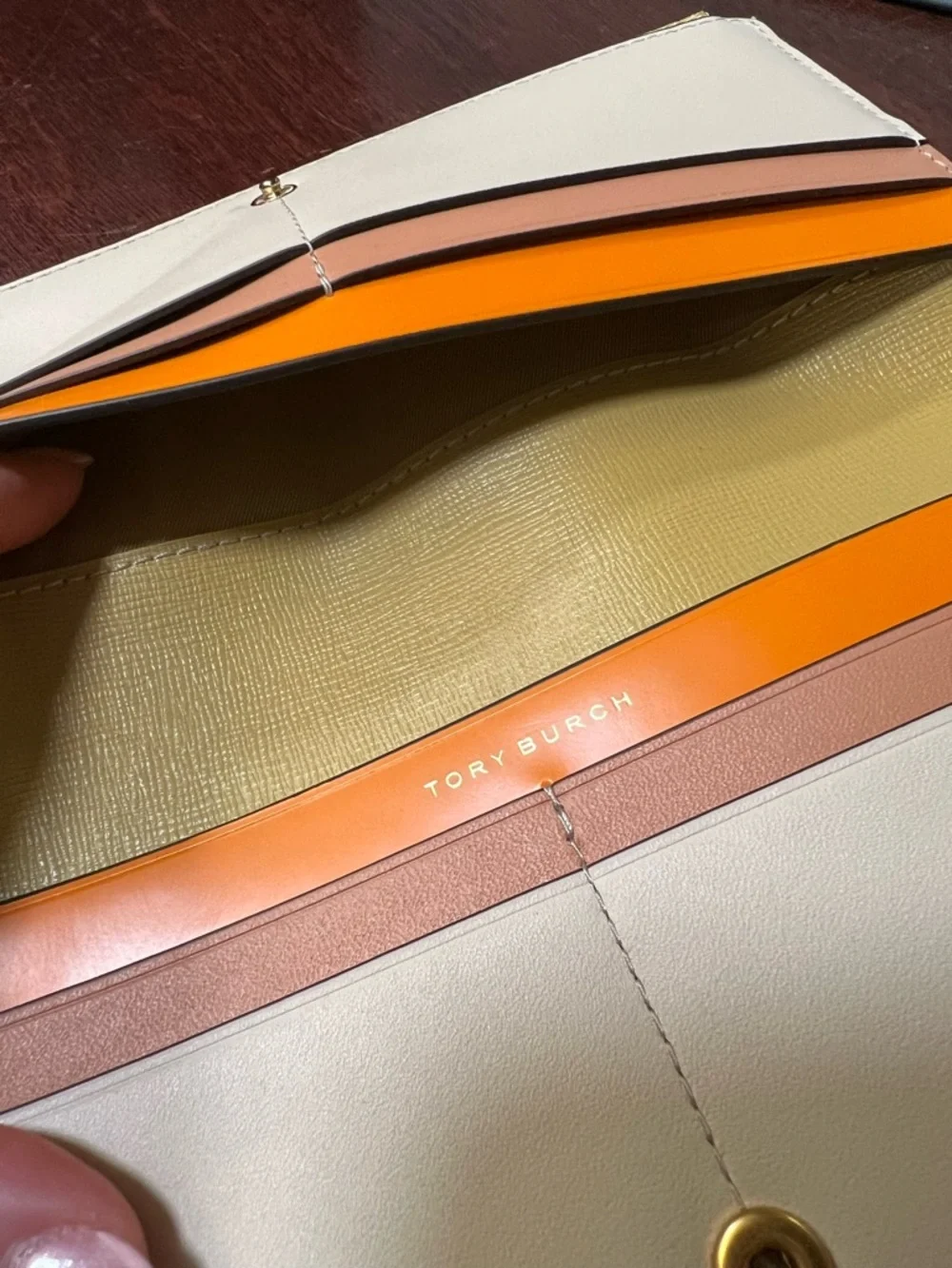 Tory Burch Light Yellow Robinson Colorblock Wallet - Picture 6 of 9